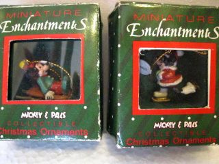 Disney Miniature Set Of 2 Two Mickey And Minnie Ornaments - By Applause