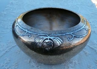 Silver Crest Sterling On Bronze Arts And Crafts Acorn Bowl