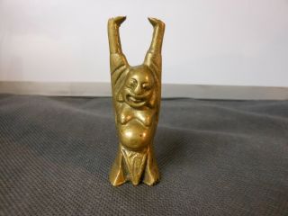 Vintage Buddha Brass Standing Statue With Arms Raised 3 - 1/4 " Tall