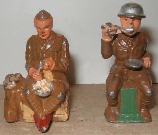 Vtg Manoil Barclay Lead Toy Soldier Wwi Potato Peeler & Mess Chow Eater