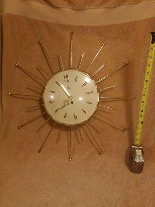 Vintage Lux 8 Day Sunburst Wall Clock - Robert Shaw 1963 Mid Century Modern