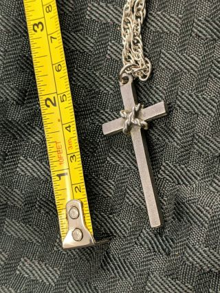 Antique Silver - Tone Chain Necklace Crucifix Cross Pendant Xian Catholic Small