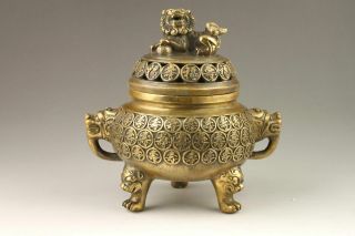 Chinese Handmade Exquisite Auspicious Dragon Bronze Incense Burner