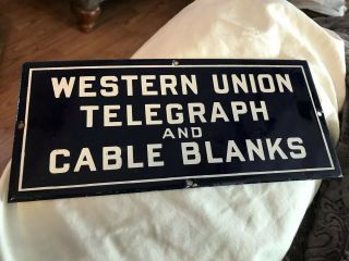 Vintage Western Union Telegraph Porcelain Sign