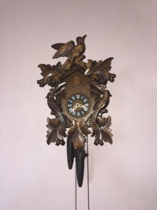 Antique Black Forest Wood German Made Cuckoo Clock Fine