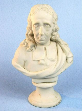 Antique Parian Ware Bust Of John Milton Victorian Porcelain Bisque Sculpture