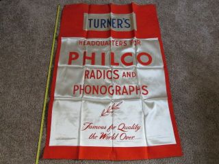 Vintage Philco Radio And Phonograph Dealer Banner - Turner 