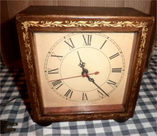 Vintage Howard Miller Leather With Gold Trim Desktop Clock,  No.  4735,  Very Rare