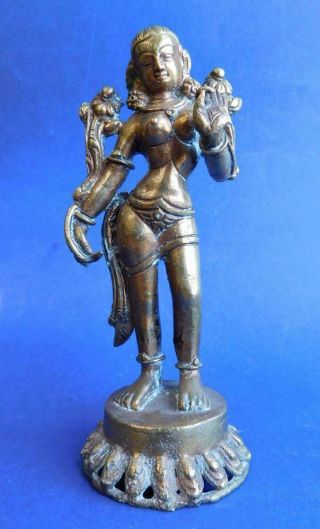 Antique Indian Bronze Hindu Goddess Shiva Statue Sculpture