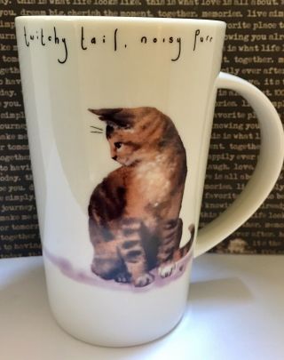Kent Pottery CAT Mug Set - Twitchy Tail & Twitching Whiskers - Butterflies/Mice EUC 3