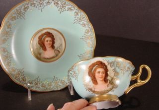 Royal Vienna Beehive Mark Portrait Victorian Lady Signed Teacup & Saucer Cup