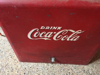 Vintage Coca Cola Cooler Red With Lid Progress Refrigerator Co.  Louisville Ky