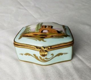 Antique Sevres Style French Porcelain Trinket Box With Ormolu Mounts Marked