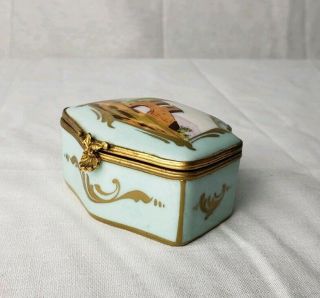 Antique Sevres Style French Porcelain Trinket Box With Ormolu Mounts Marked 3
