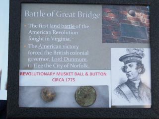 Revolutionary War Button And Musketball - Battle Of Great Bridge Ca 1775