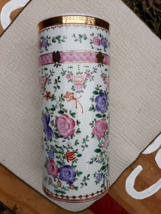Vintage Chinese Hat Stand Or Cylindrical Vase