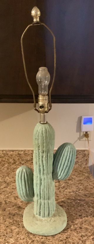 One Vintage Mid Century Chalkware Plaster Cactus Table Lamps Saguaro Cactus