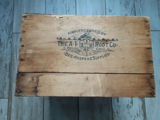 Antique A I Root Co.  Medina Ohio Wooden Box Crate Bee Keeper