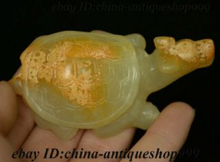 Collect Antique Folk China Jade Stone Carved Dragon Tortoise Loong Turtle Statue