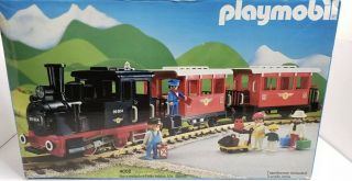 Vintage Playmobil Railroad Passenger Train Set 4002 1987 Lgb Cib Htf Germany