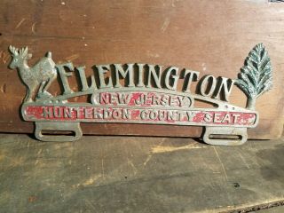 Vintage Flemington Nj License Plate Topper Sign