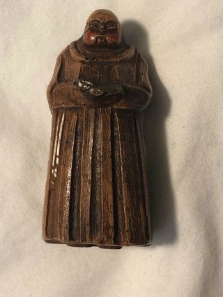 Vintage Carved Wood Monk Priest Cross Reading Bible Statue Figurine