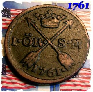 Authentic 1761 1 Ore Arrows Hudson Fur Trade Colonial Revolutionary War Coin