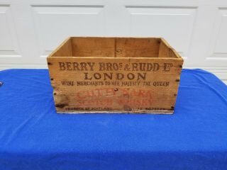 Vintage Cutty Sark Scotch Whiskey Wooden Crate / Box Berry Bros York