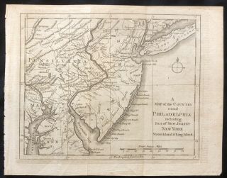 1776 Revolutionary War Map Country Round Philadelphia Incl Jersey York