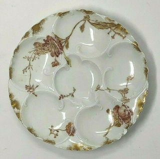 Antique Oyster Plate H&c France Haviland &co Flower Plate