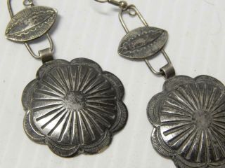 Old Vintage Fred Harvey Era Navajo Indian Coin / Sterling Silver Concho Earrings