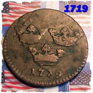 Authentic 1719 1 Ore Arrows Hudson Fur Trade Colonial Revolutionary War Coin 2