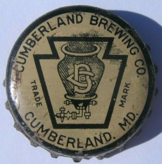 Cumberland Beer Bottle Cap; 1934 - 35; Pa Tax Keystone; Cumberland,  Md; Cork