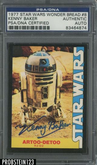 Kenny Baker Signed 1977 Topps Star Wars Wonder Bread 8 R2 - D2 Auto Psa/dna