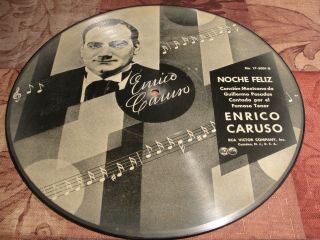 Rare Enrico Caruso Picture Disc A Granada / Noche Feliz Rca Victor 17 - 5001 Nr