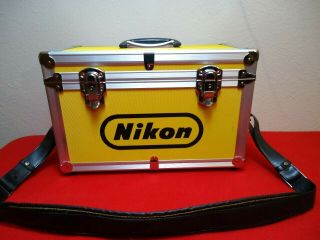 Vintage Nikon Yellow Hard Aluminum Camera Case - Made In Japan - Rare