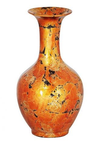 Heather Ann Creations Phoebe 18 In.  Foiled & Lacquered Vase - Copper With Black