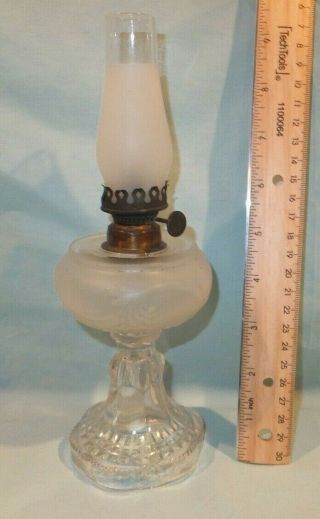 1880 - 1900 Complete Frosted Miniature Oil Lamp