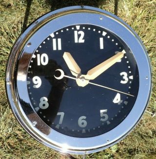 Vtg 1950 ' s Glo - Dial Chrome Electric NEON Wall Clock Light Up Rare 2