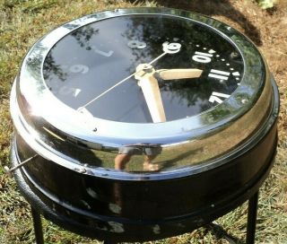 Vtg 1950 ' s Glo - Dial Chrome Electric NEON Wall Clock Light Up Rare 3