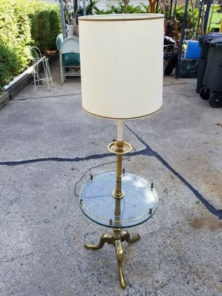 Vintage Mcm Brass Queen Anne Style Stiffel Floor Table Lamp