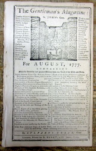 1777 Revolutionary War Newspaper British Capture Fort Ticonderoga York