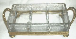 Vintage Brass Frame and Clear Etched Glass Lidded Box.  Jewelry,  Trinket 2