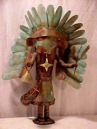 Magnificent Hopi Chasing Star Kachina Doll 14 " All Copper Andersen