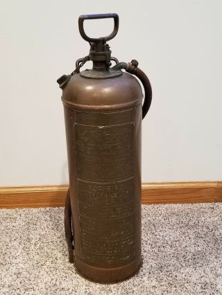Rare Antique Vintage " Alaskan” Copper Brass Fire Extinguisher