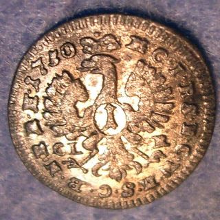 Hessian Soldier 1750 Brandenburg 1 Kreuzer Colonial Revolutionary War Era Coin