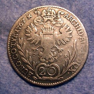 Hessian Soldier 1767 Austrian 20 Kreuzer Colonial Revolutionary War Era Coin