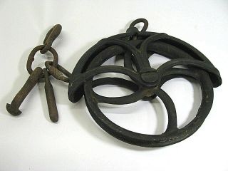 Antique Cast Iron Rope Pulley And Cast Iron Tools Some Marking Can 