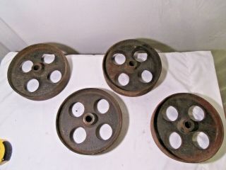 Vintage 8 " Cast Iron Wheel Set Of 4 Railroad Hit Miss Gas Engine Cart Steampunk
