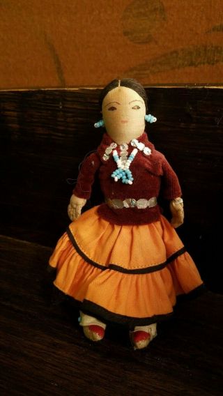 Antique Navajo Doll Native American Indian Tagged With Info.